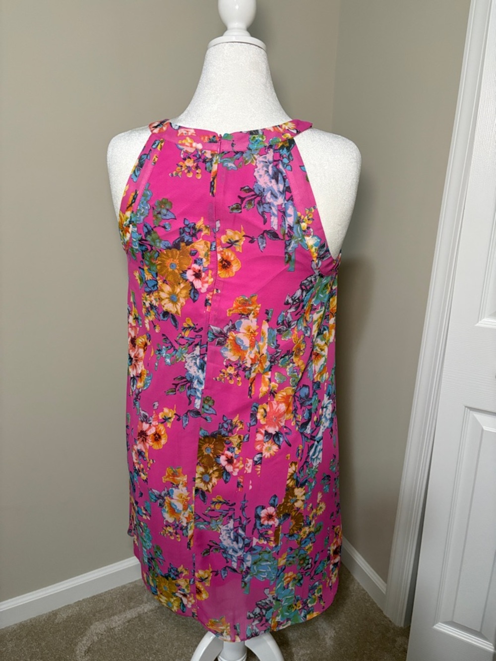 Betsey Johnson Fuchsia Floral Halter Mini Dress - Picture 2 of 3